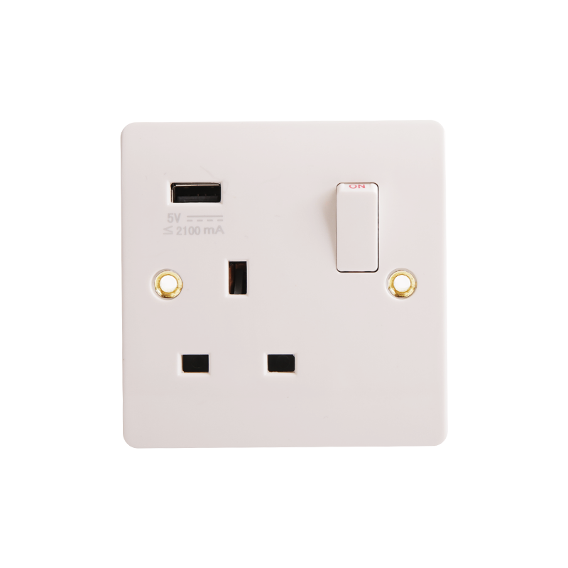 Presa commutata da 13 A in bachelite con USB (2,1 A) HK6113V-UB